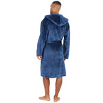 Load image into Gallery viewer, Mens personalised hooded plush dressing gown Black
