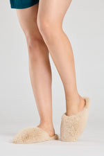 Load image into Gallery viewer, Lulabay ladies fluffy square mule slippers Beige
