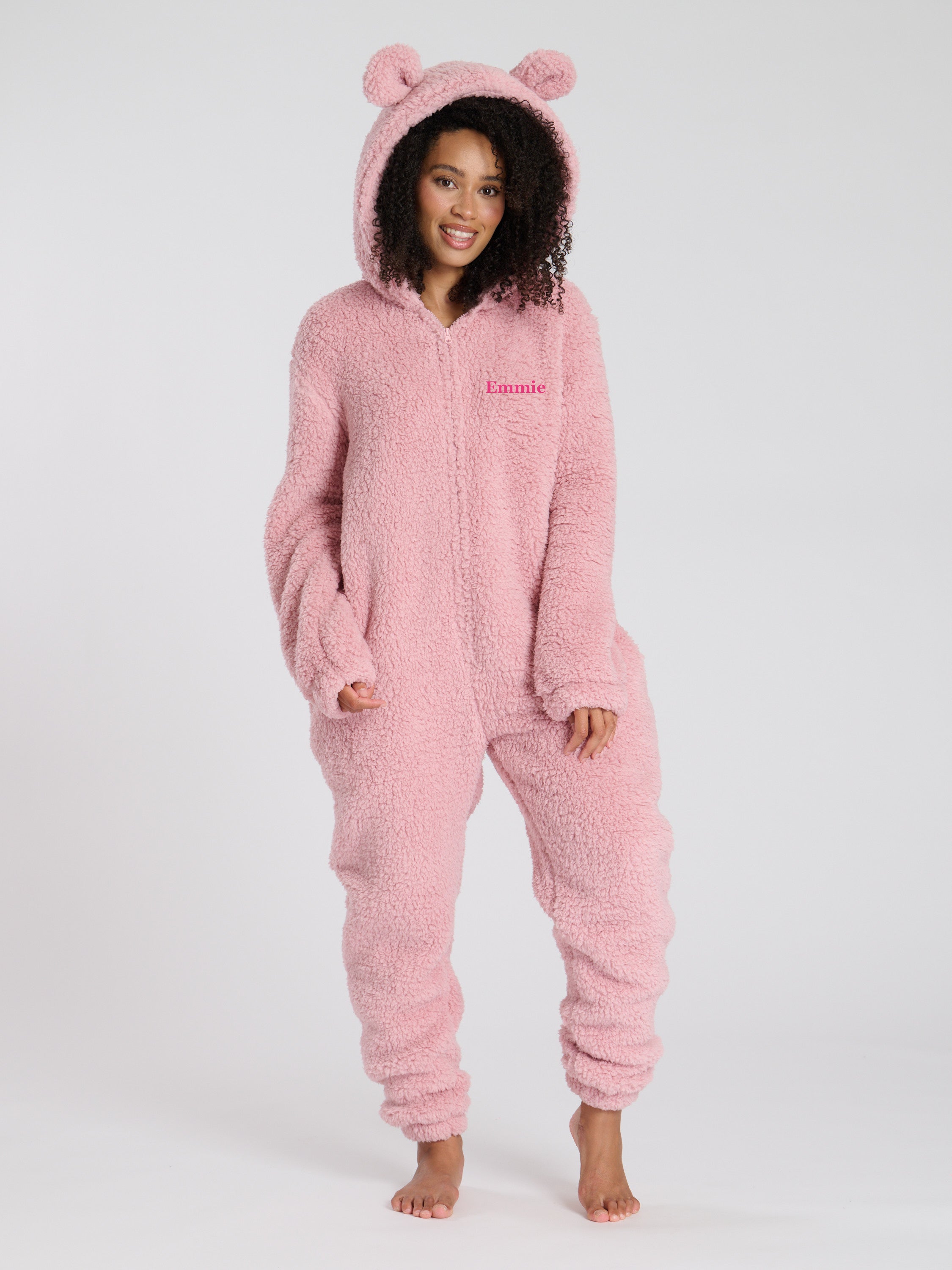 Lulabay ladies luxury borg personalised onesie Pink