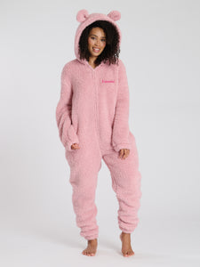 Lulabay ladies luxury borg personalised onesie Pink