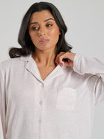 Load image into Gallery viewer, Ladies personalised brushed rib long personalised pyjama set Oat
