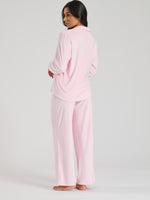 Load image into Gallery viewer, Ladies personalised velour long personalised pyjama set Pink
