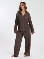 Load image into Gallery viewer, Ladies personalised luxury long personalised pyjama set Burgundy
