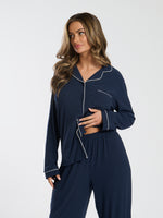 Load image into Gallery viewer, Ladies personalised luxury long personalised pyjama set Oat
