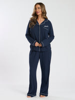 Load image into Gallery viewer, Ladies personalised luxury long personalised pyjama set Oat
