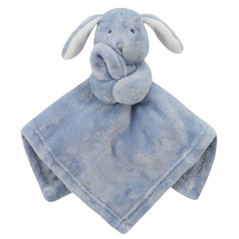 our Babies personalised bunny comforter in Dusky Blue is crafted from super soft plush material, this comforter will keep your baby snug and content. Complete with your babies name personalised/embroidered to the front.