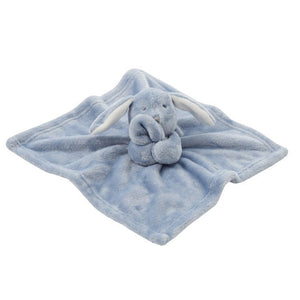 our Babies personalised bunny comforter in Dusky Blue is crafted from super soft plush material, this comforter will keep your baby snug and content. Complete with your babies name personalised/embroidered to the front.