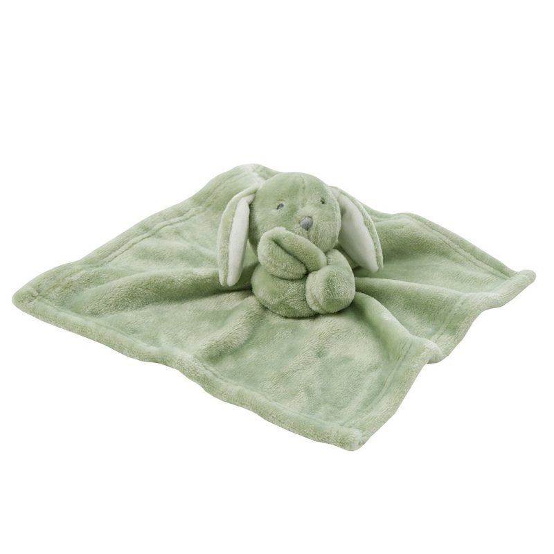 our Babies personalised bunny comforter in Green is crafted from super soft plush material, this comforter will keep your baby snug and content. Complete with your babies name personalised/embroidered to the front.