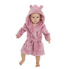  Babies personalised Dusky Pink hooded dressing gown. Made from super soft material, it features an elephant embroidery to the chest as well as detailing pom pom ears and a hood. Make it extra special by adding a personalised touch.