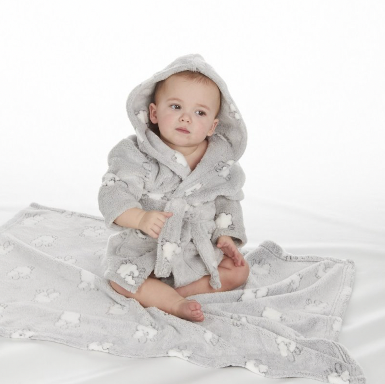 Babies personalised unisex lamb design dressing gown