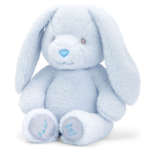 Blue Easter bunny teddy bear, super soft plush fabric in Light Blue colour with your little ones name personalised on the ear- this will be embroidered. 