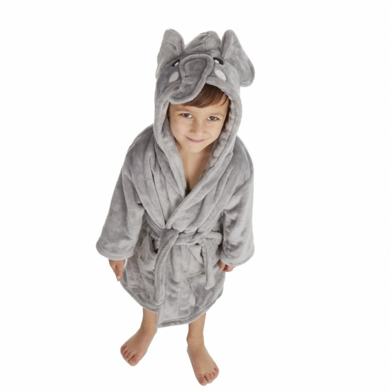 Kids unisex personalised Elephant hooded dressing gown