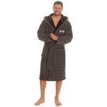 Mens check printed bonded dressing gown. This super luxury dressing gown is the perfect luxury gift without the hefty price tag. Complete the gift with a special personalised touch which will be embroidered.