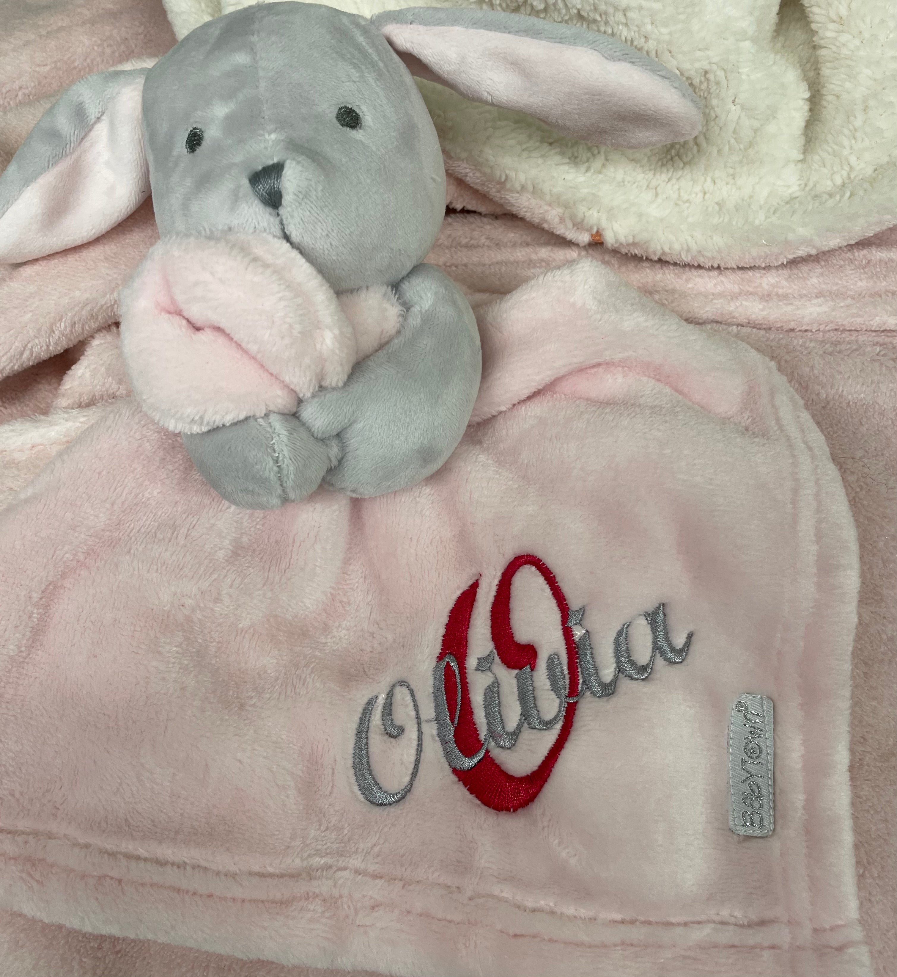 Babies personalised big initial bunny comforter