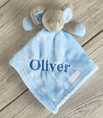 Load image into Gallery viewer, Babies personalised elephant comforter Light Blue
