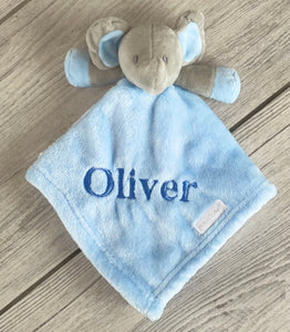 Babies personalised elephant comforter Light Blue