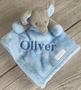 Babies personalised elephant comforter White