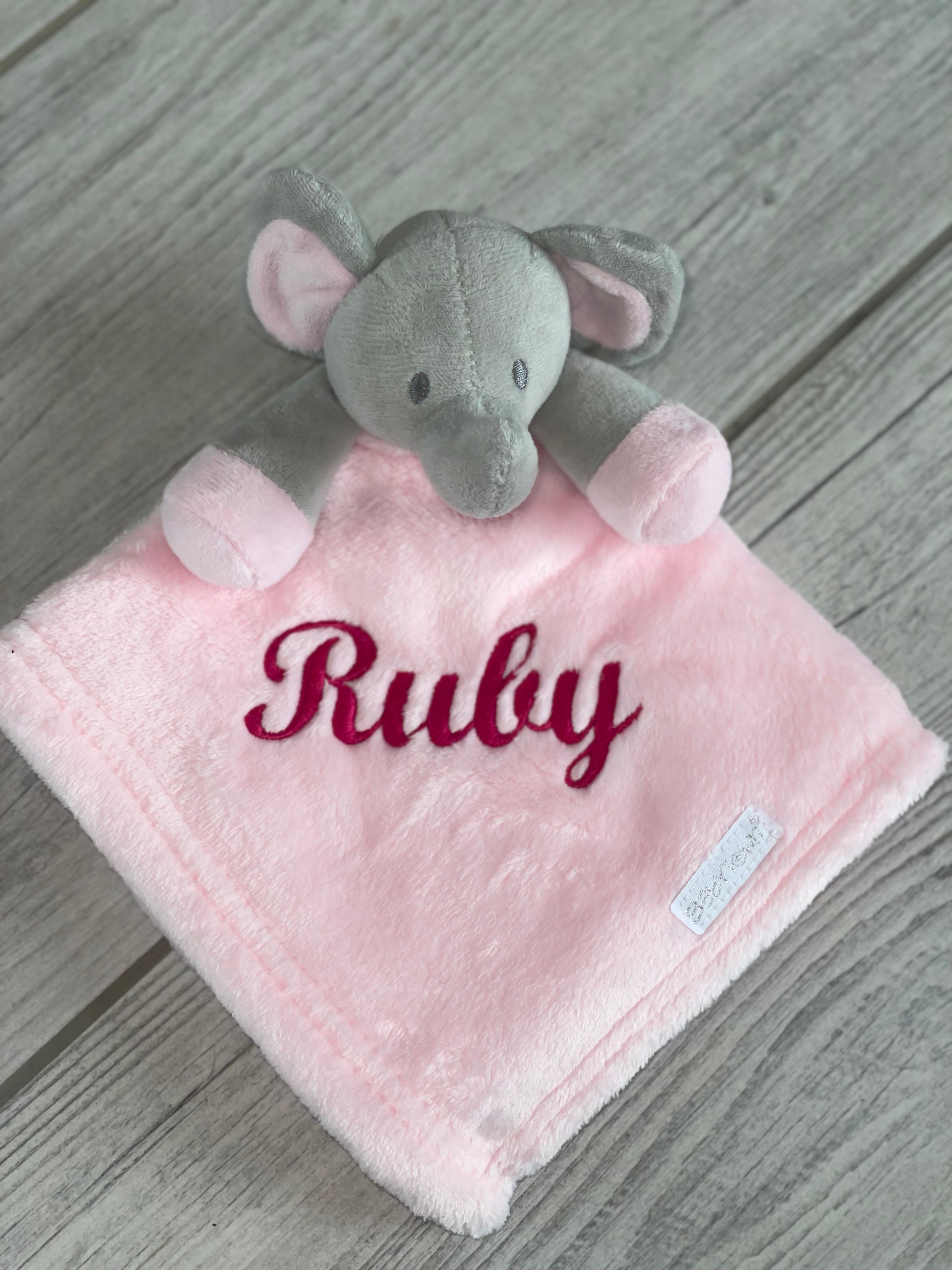 Babies personalised elephant comforter White