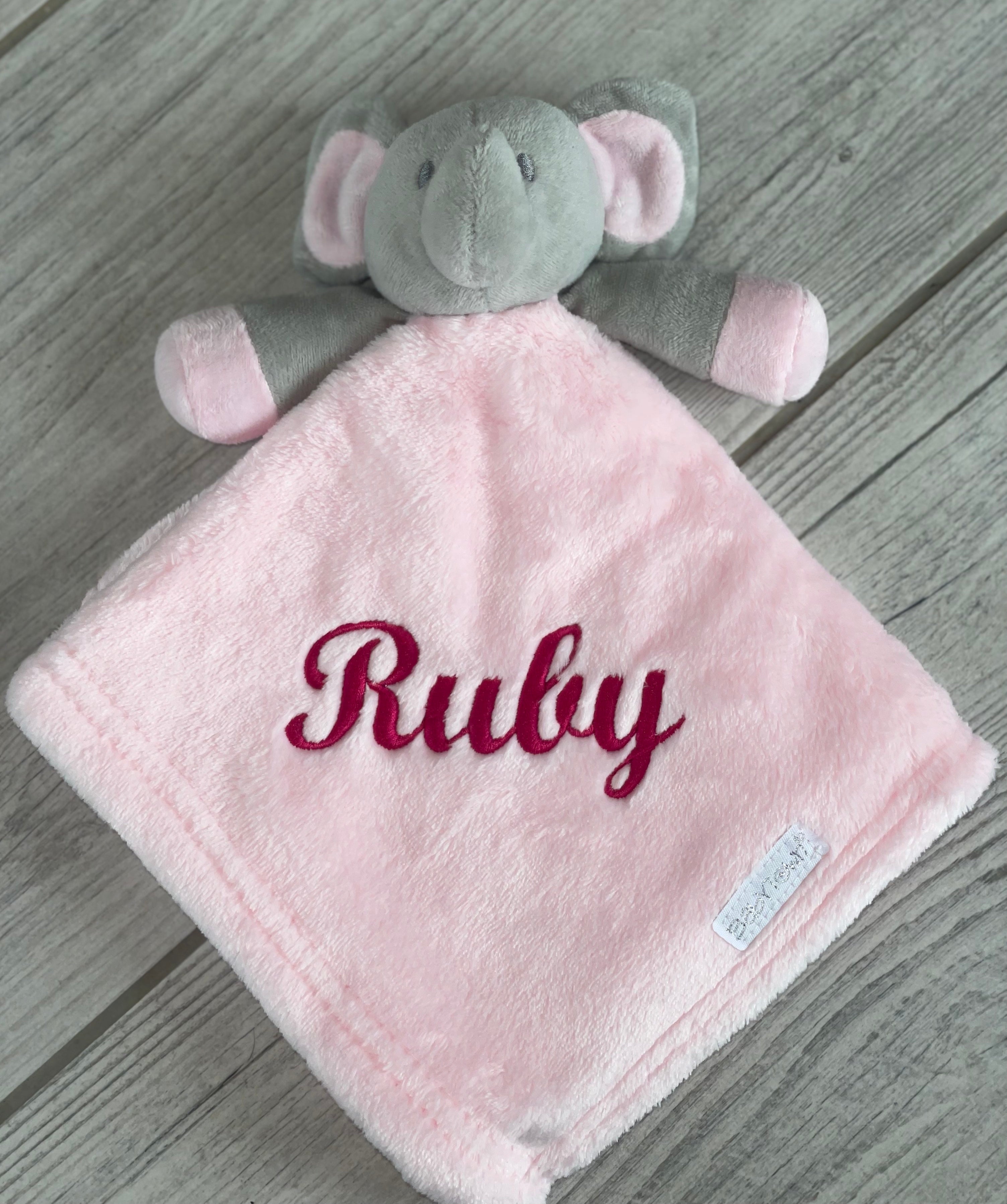 Babies personalised elephant comforter White