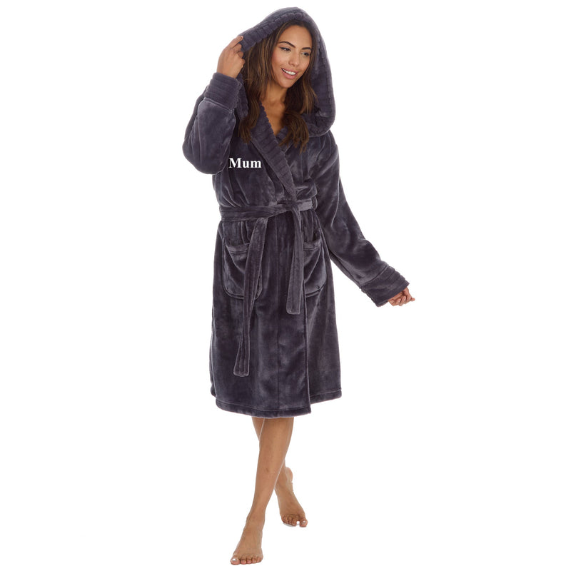 Ladies luxury ribbed fleece personalised dressing gown
