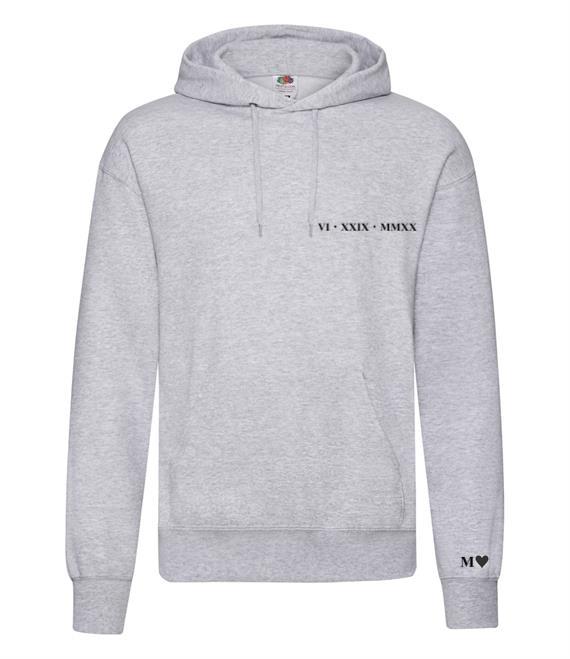 Mens personalised Roman Numerals Over Head Hoody