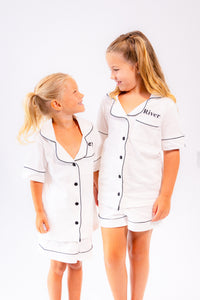 Boys short jersey personalised pyjamas White