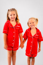 Load image into Gallery viewer, Girls short jersey personalised pyjamas
