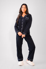 Load image into Gallery viewer, Pre-order- Lulabay ladies personalised jersey long sleeve shirt and trouser pyjama set
