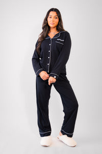 Lulabay ladies personalised jersey long sleeve shirt and trouser pyjama set