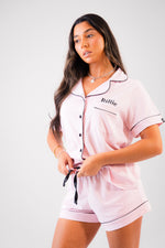 Load image into Gallery viewer, Pre-order- Lulabay ladies personalised jersey short sleeve shirt and short pyjama set
