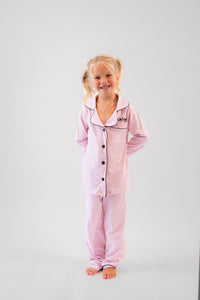 Girls long jersey personalised pyjamas Black