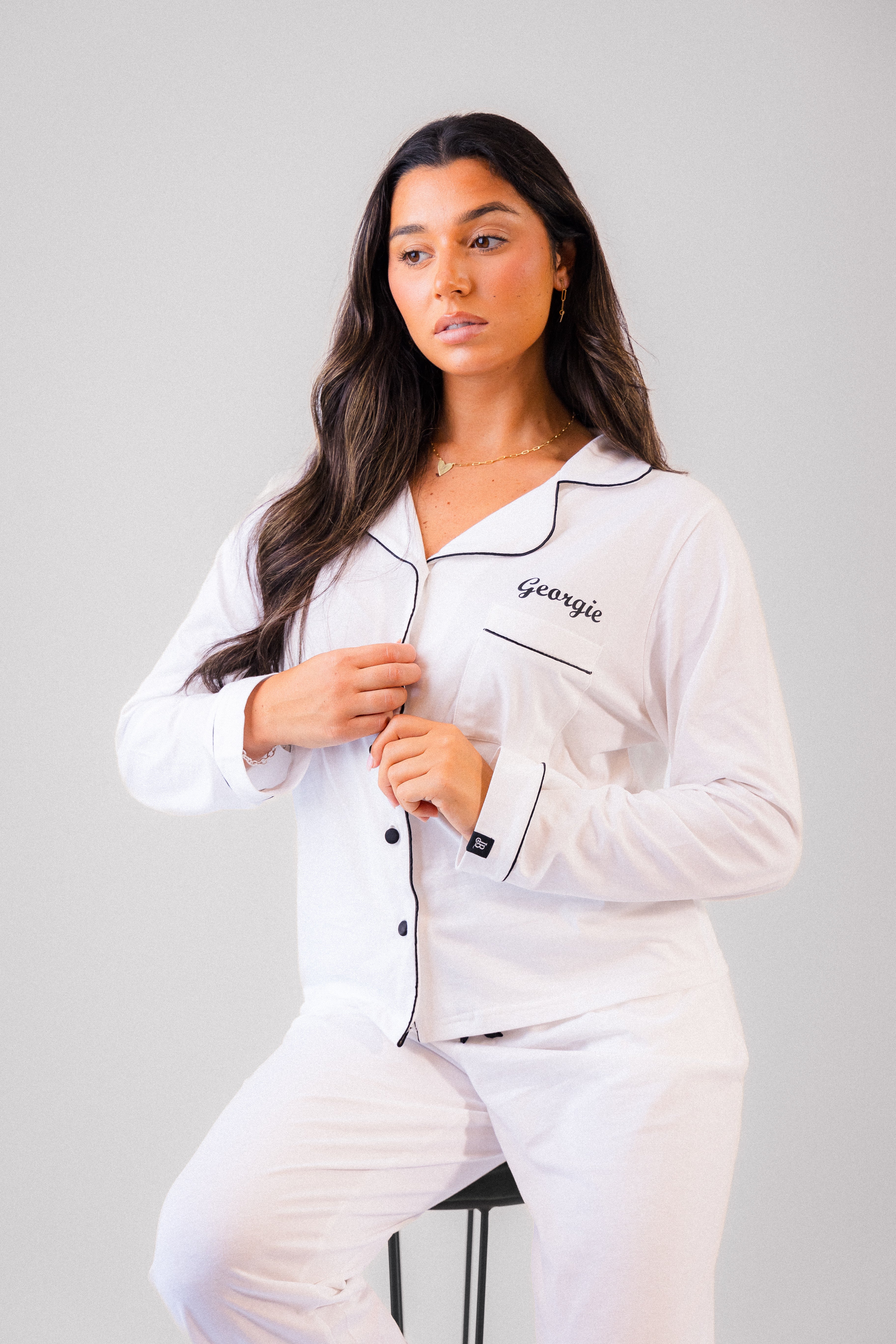 Pre-order- Lulabay ladies personalised jersey long sleeve shirt and trouser pyjama set