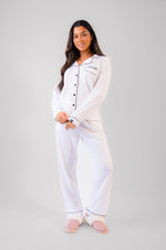 Load image into Gallery viewer, Pre-order- Lulabay ladies personalised jersey long sleeve shirt and trouser pyjama set
