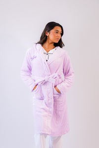 Ladies personalised hooded plush dressing gown