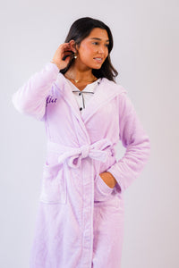 Ladies personalised hooded plush dressing gown