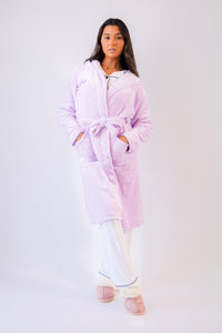 Ladies personalised hooded plush dressing gown