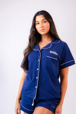 Load image into Gallery viewer, Pre-order- Lulabay ladies personalised jersey short sleeve shirt and short pyjama set
