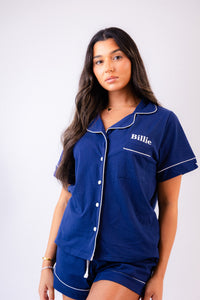 Pre-order- Lulabay ladies personalised jersey short sleeve shirt and short pyjama set