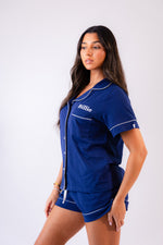 Load image into Gallery viewer, Pre-order- Lulabay ladies personalised jersey short sleeve shirt and short pyjama set
