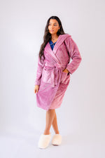 Load image into Gallery viewer, Ladies plush fleece personalised dressing gown Charcoal
