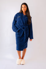 Load image into Gallery viewer, Ladies personalised back luxury hooded terry towelling dressing gown
