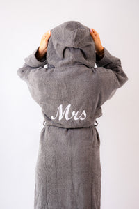 Ladies personalised back luxury hooded terry towelling dressing gown