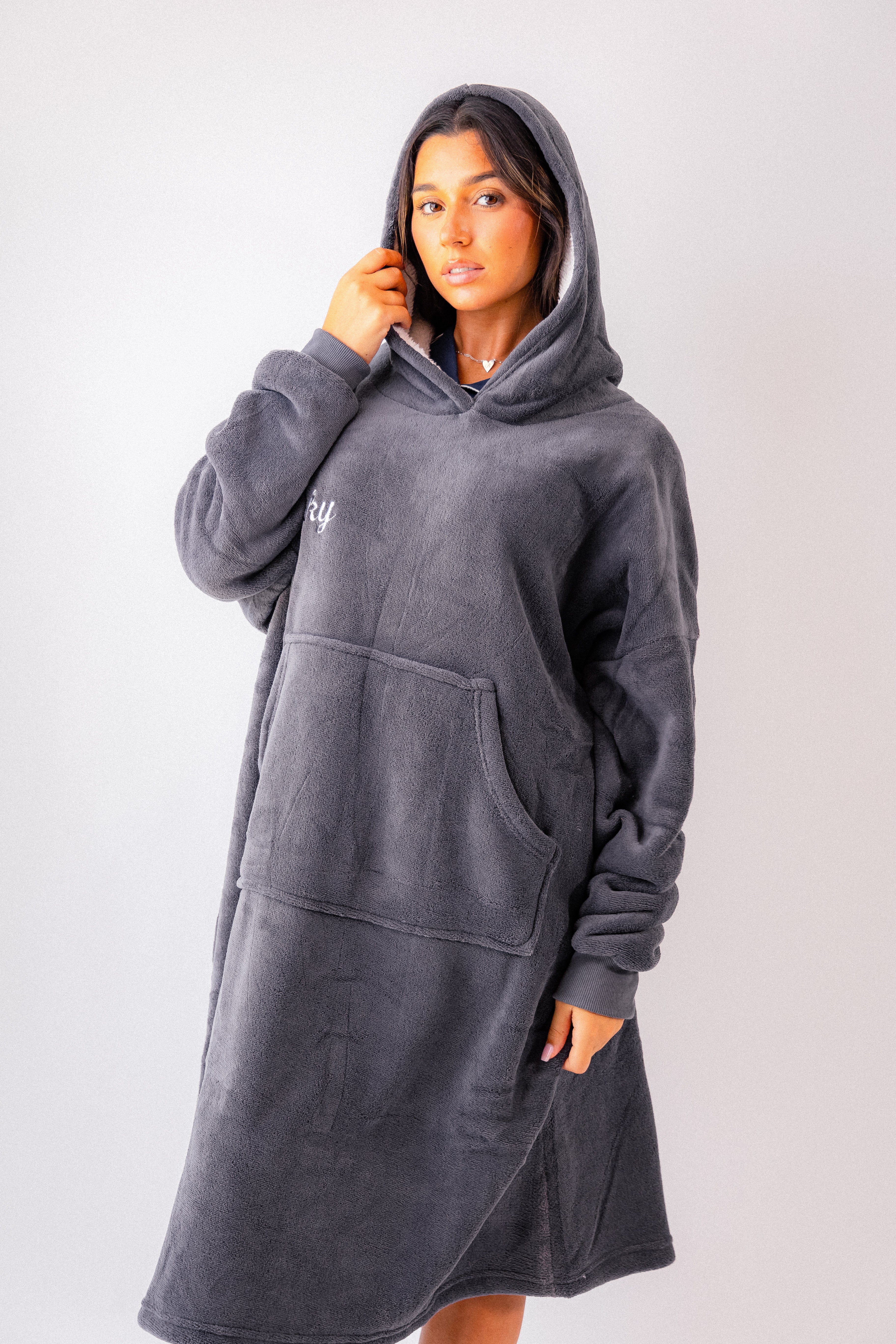 Ladies personalised luxury bonded longline oversized hoody