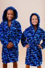 Load image into Gallery viewer, Lulabay boys personalised Camo print hooded dressing gown
