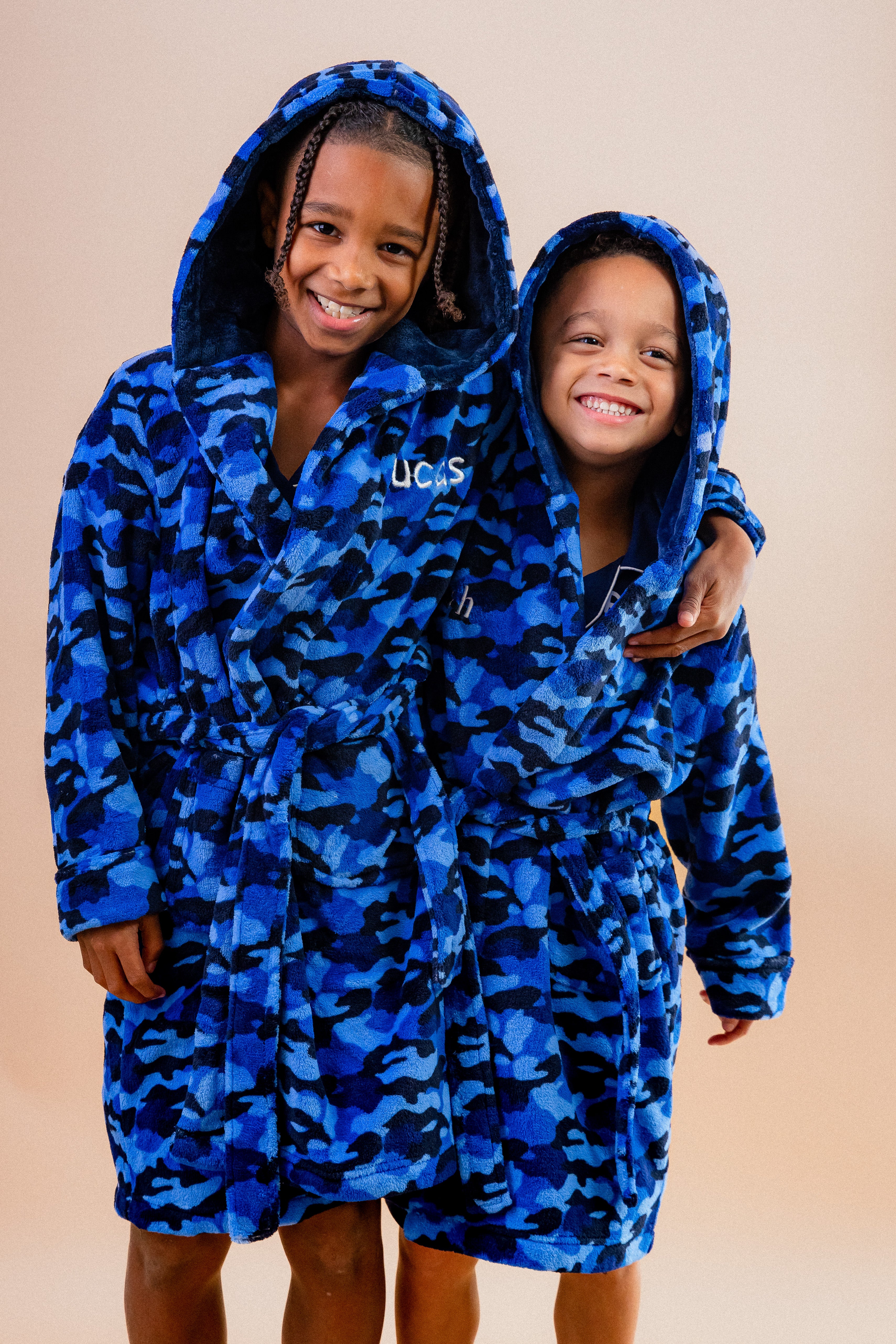 Lulabay boys personalised Camo print hooded dressing gown