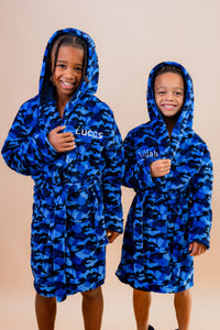 Lulabay boys personalised Camo print hooded dressing gown