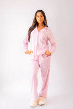 Load image into Gallery viewer, Pre-order- Lulabay ladies luxury personalised stripe long pyjama set
