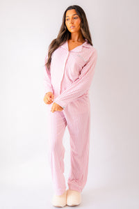 Pre-order- Lulabay ladies luxury personalised stripe long pyjama set