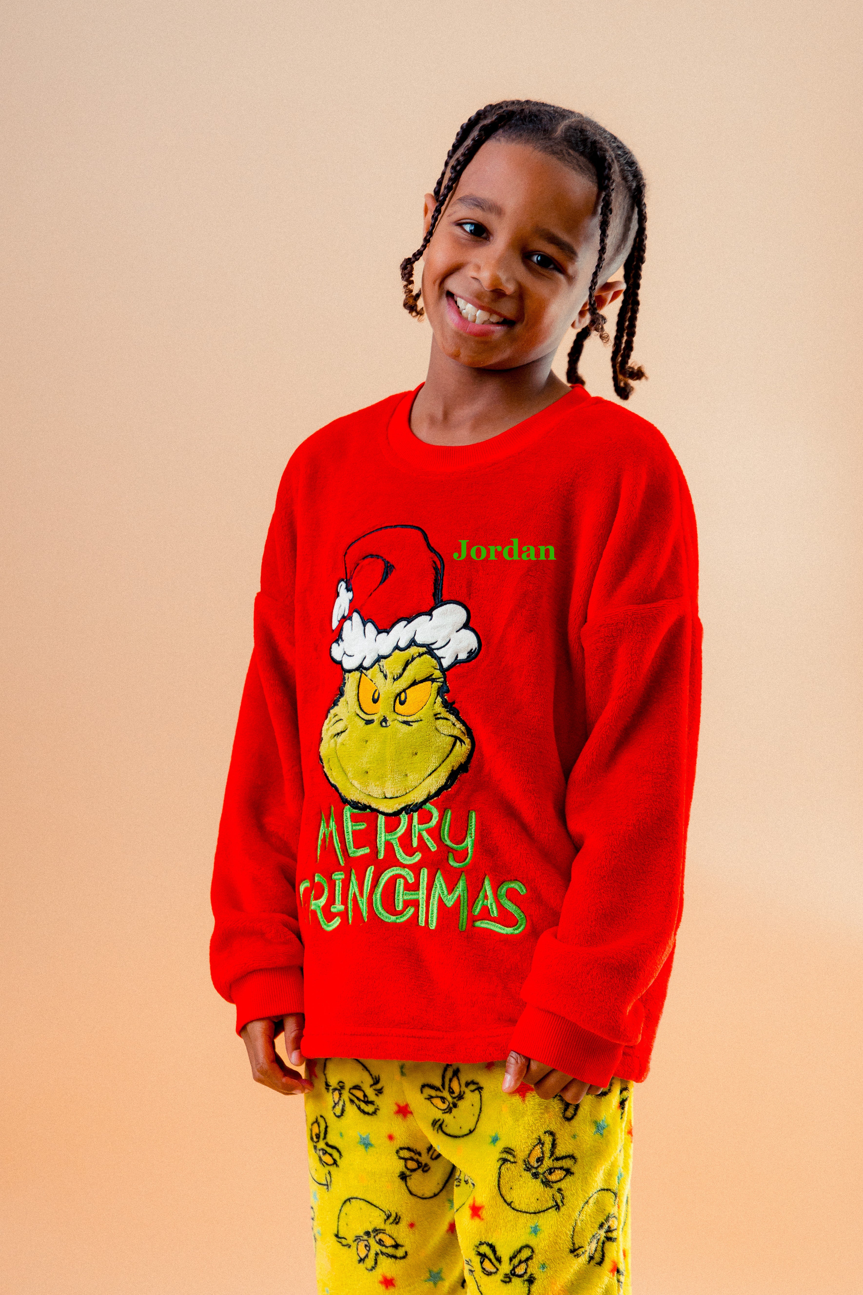 Kids unisex personalised family Christmas Grinch pyjamas