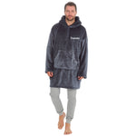 This mens Charcoal over sized hoodie made from a super plush fabric with a Black borg lined hood for extra warmth. With a hood to the back and a kangaroo pocket to the front. Complete with your name embroidered to the chest. 